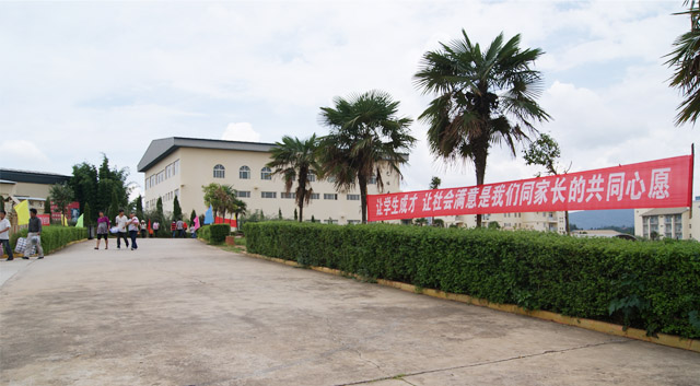 彩旗飘扬的学院主道